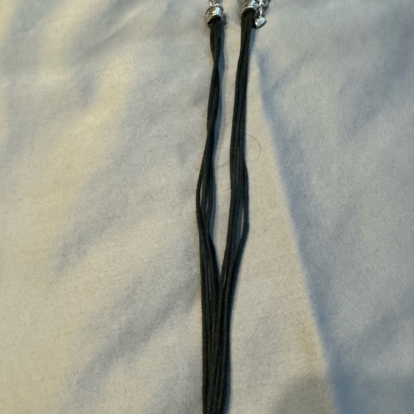 Silver and Black Cord Heart Necklace - Picture 4 of 7